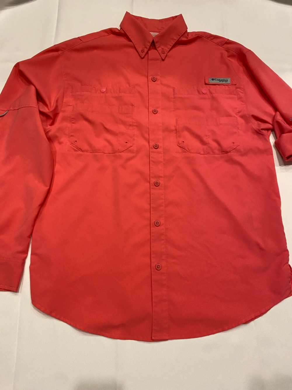 Columbia PFG Men's S Long Sleeve Button-Down Shirt - Coral